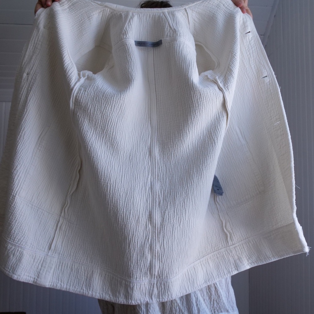 Y2k Raquel Allegra ivory cotton/rayon longline chore coat - Picture 4 of 11